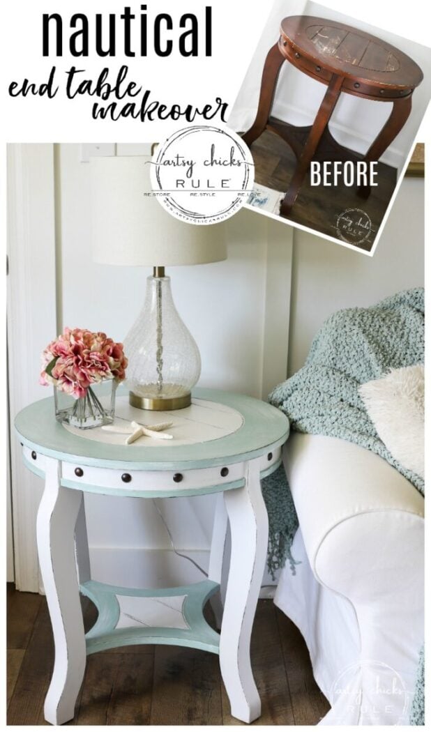 Nautical End Table before and after artsychicksrule.com