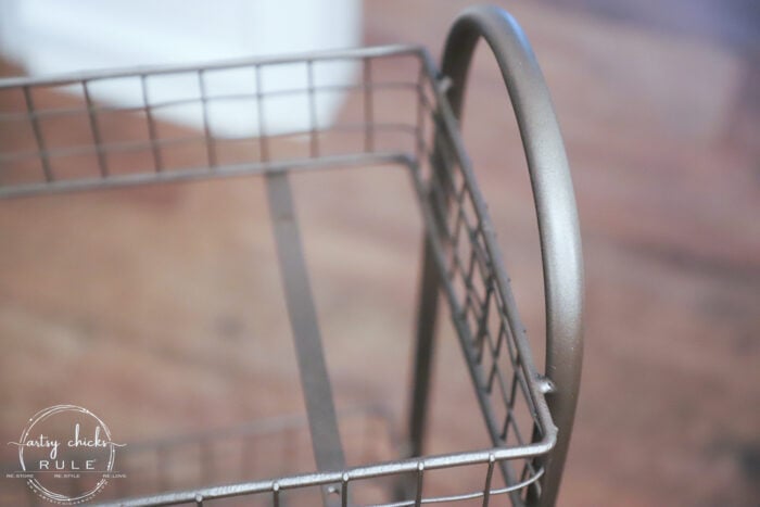 Freshen up your old decor with a little paint for a brand new look! This bath cart got a weathered wood finish, simply!