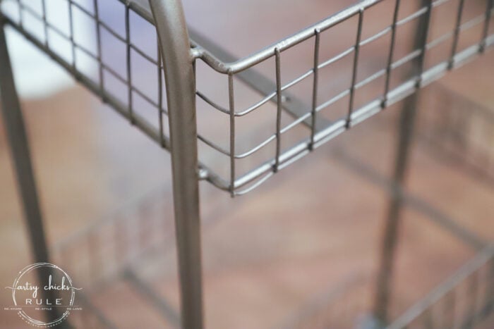 Freshen up your old decor with a little paint for a brand new look! This bath cart got a weathered wood finish, simply!