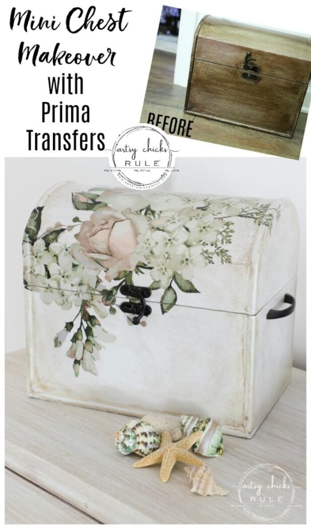 Mini Treasure Chest Makeover with Prima Transfers artsychicksrule.com #primatransfers #primaredesign #primamarketing #minitreasurechest