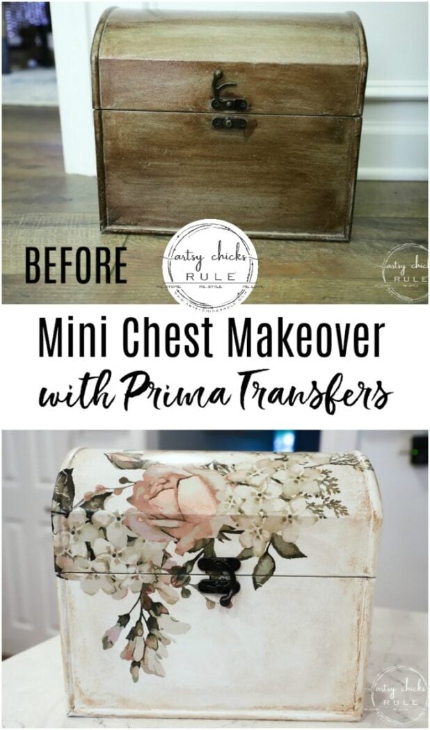 Mini Treasure Chest Makeover with Prima Transfers artsychicksrule.com #primatransfers #primaredesign #primamarketing #minitreasurechest