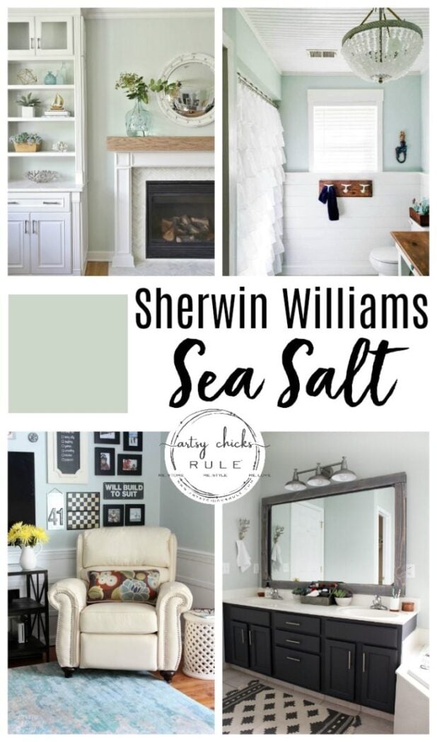 Sherwin Williams SEA SALT - The perfect NEUTRAL color! artsychicksrule.com #seasalt #sherwinwilliamsseasalt #bestcoastalpaintcolor #bluepaint #coastalpaintcolors