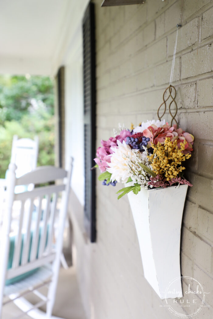 Goodbye to summer and hello to beautiful fall with this COLORFUL fall floral bucket! artsychicksrule.com #colorfulfall #falldecor #fallcrafts #fallflowers #fallideas