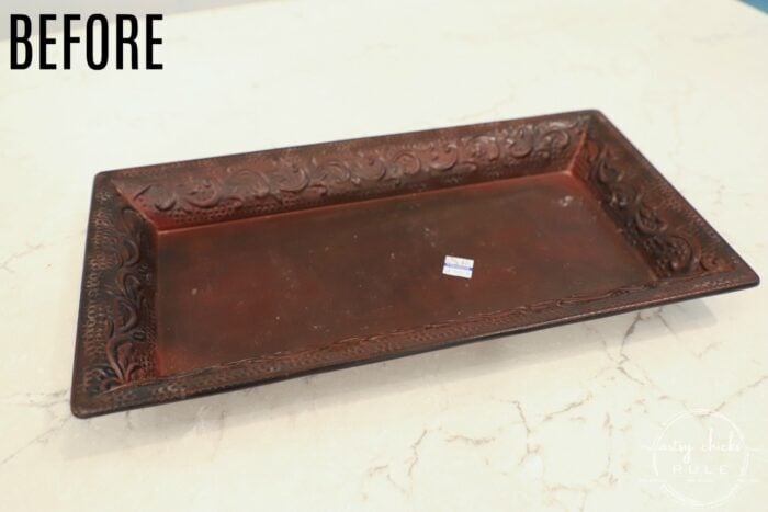 maroon metal tray
