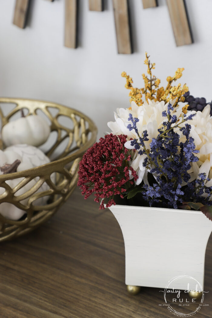 Floral Arrangements For Fall - Thrift Store Makeover!! Budget-Friendly Fall Decor artsychicksrule.com #falldecor #fallcrafts #fallhome #fallflorals #fallmakeover