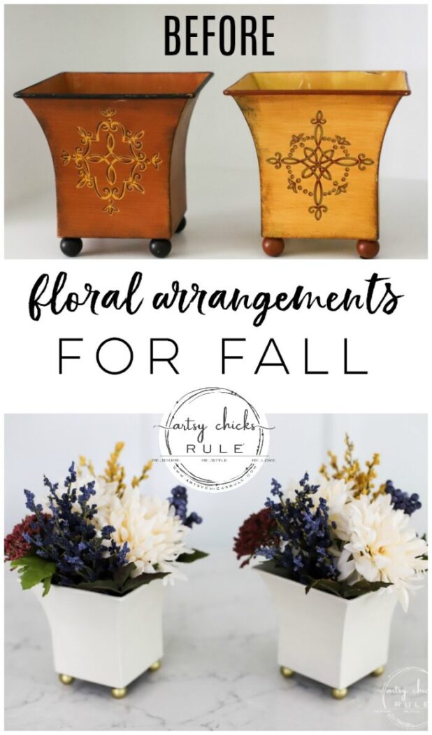 Floral Arrangements For Fall - Thrift Store Makeover!! Budget-Friendly Fall Decor artsychicksrule.com #falldecor #fallcrafts #fallhome #fallflorals #fallmakeover