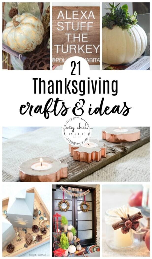 I've gathered together some of the most festive fall and Thanksgiving crafts & ideas to make your Thanksgiving holiday the best it can be! artsychicksrule.com #thanksgivingideas #thanksgivingdecor #thanksgivingcrafts