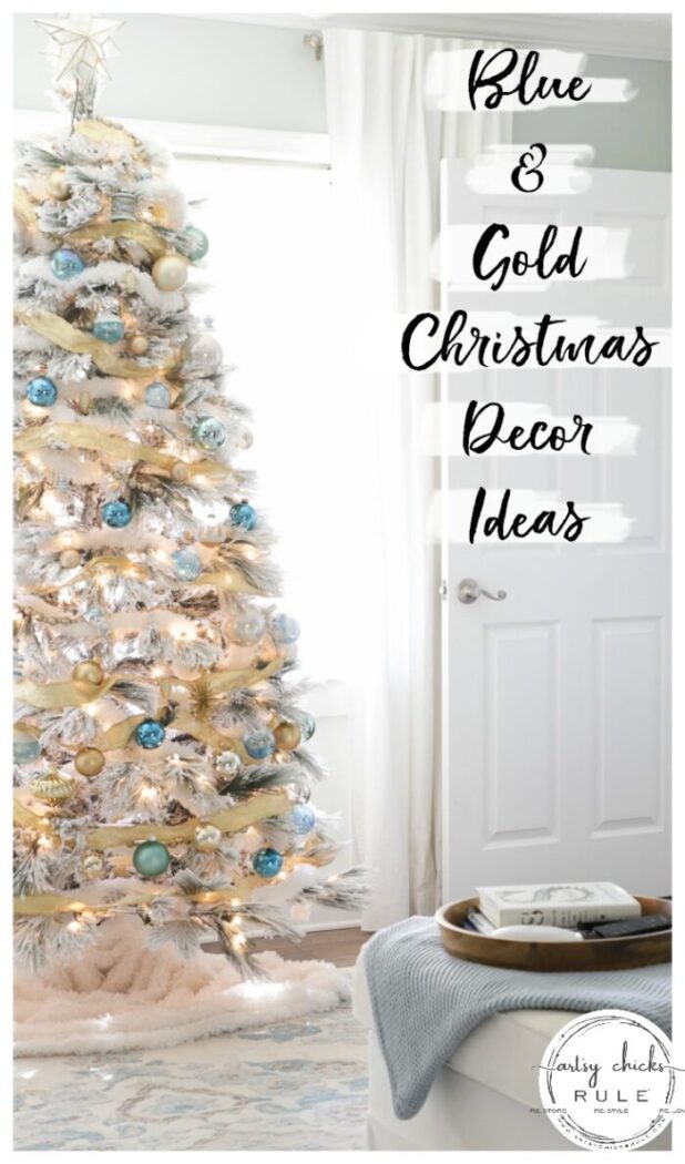 Blue and Gold Christmas Decor (family room) - Artsy Chicks Rule®