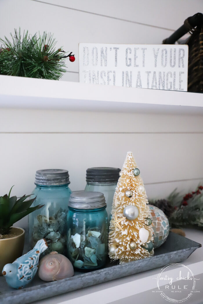 Blue and gold decor is a beautiful change from the traditional red so well-loved by many. artsychicksrule.com #blueandgoldchristmas #goldchristmasdecor #bluechristmasdecor