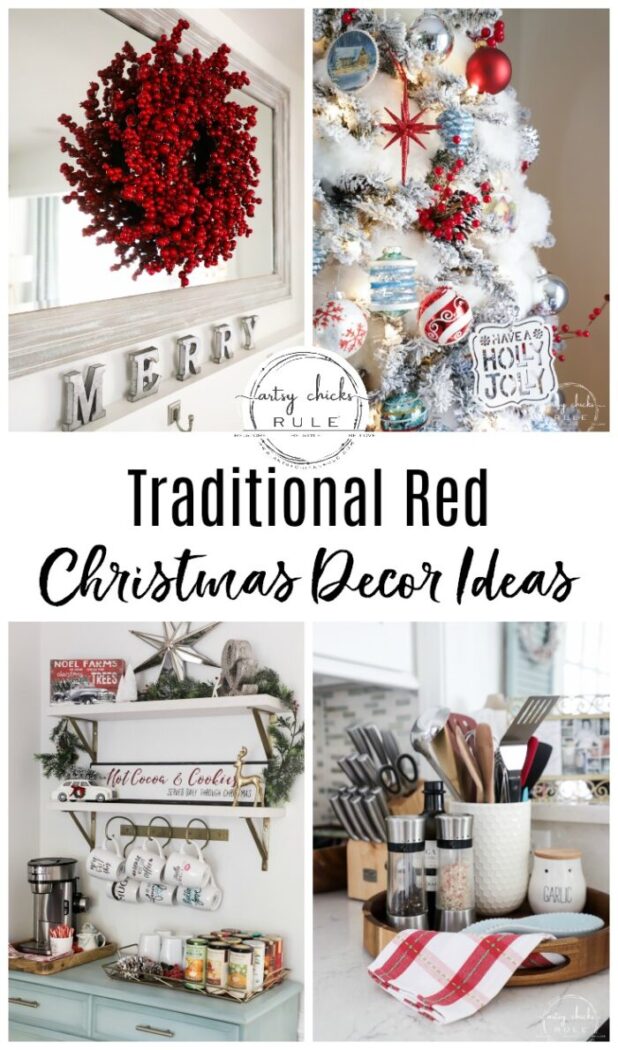 Cozy Christmas decor in traditional reds creates a warm, nostalgic and welcoming space! Simple ideas to create a holiday space you'll love! #cozychristmas #redchristmasdecor #tradtionalredchristmas