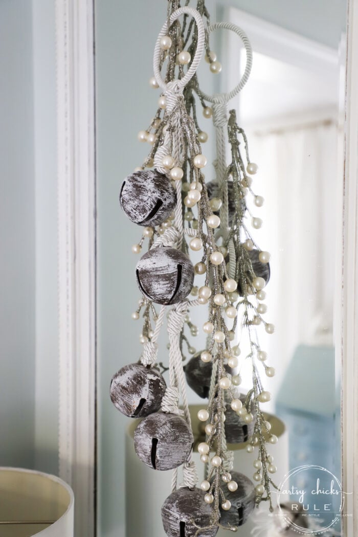 White Christmas Decor Ideas - make for a magical Christmas! I'm sharing our foyer and dining rooms all decked out in white! artsychicksrule.com #whitechristmas #whitechristmasdecor #whitedecorideas 