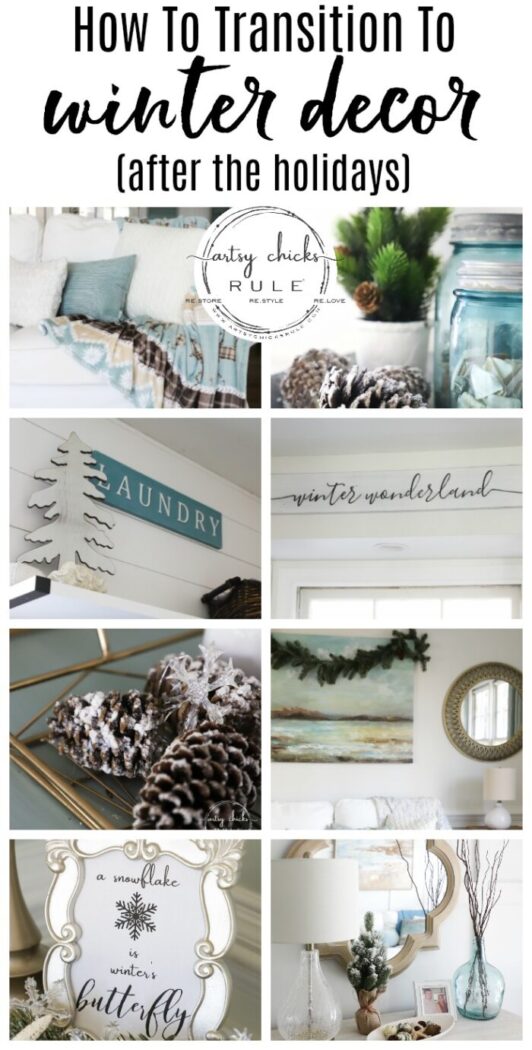 I'm sharing a few simple ways to transition into those long winter months after the holidays with simple  & cozy winter decor! artsychicksrule.com #winterdecor #winterdecoratingideas #winterhome 