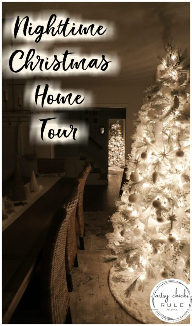 Nighttime Christmas Home Tour - Magical evening glowing lights! artsychicksrule.com - #nighttimetour #nighttimeChristmas #Christmasatnight