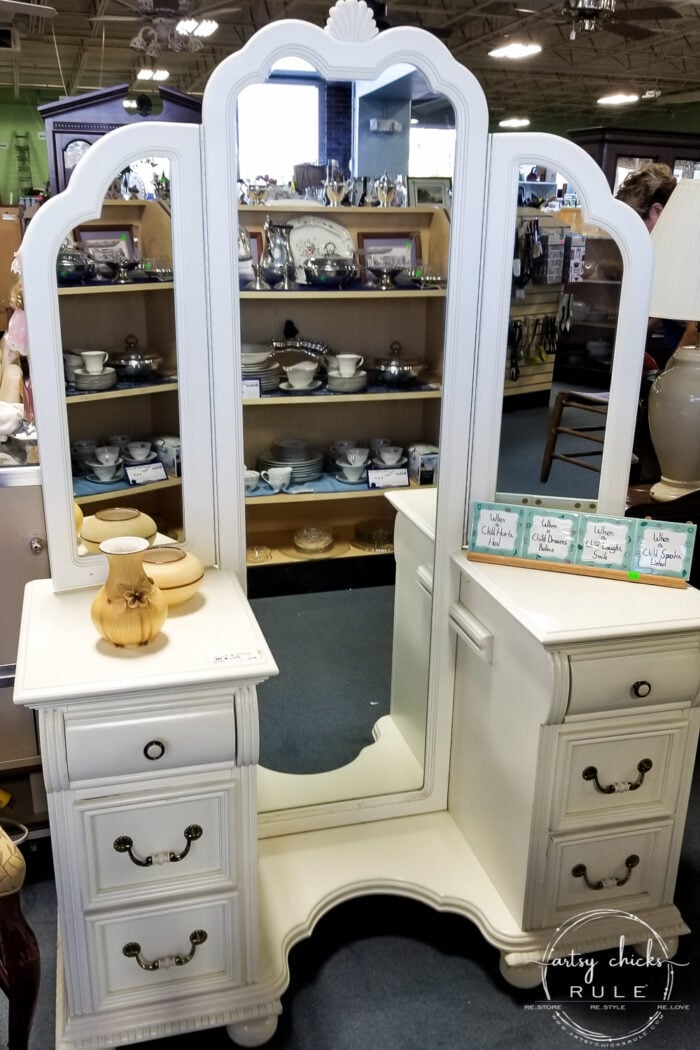 Fun finds, furniture and things I came across (and brought home!) from my latest thrift shopping outing! artsychicksrule.com #thriftstorefinds #thriftstoremakeovers #thriftymakeovers 