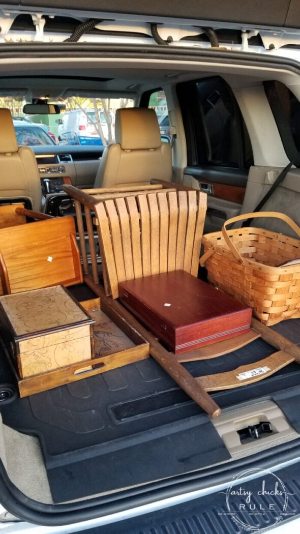 Fun finds, furniture and things I came across (and brought home!) from my latest thrift shopping outing! artsychicksrule.com #thriftstorefinds #thriftstoremakeovers #thriftymakeovers 