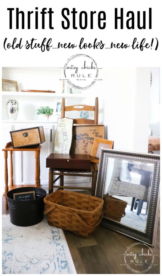 Fun finds, furniture and things I came across (and brought home!) from my latest thrift shopping outing! artsychicksrule.com #thriftstorefinds #thriftstoremakeovers #thriftymakeovers 