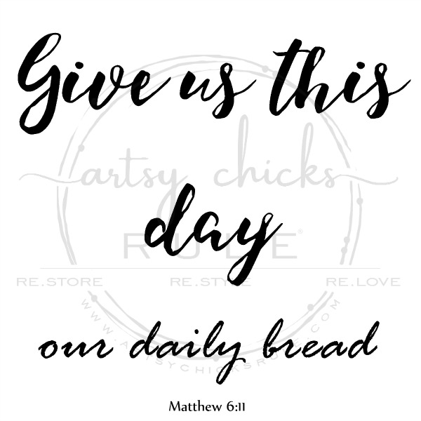 Old tray repurposed! This $3 "Give Us This Day Our Daily Bread Sign"/tray got a brand new look and life. artsychicksrule.com #repurposedfind #giveusthisday #biblequote #trayrepurposed 