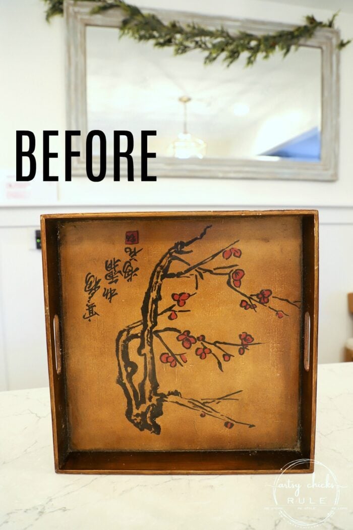 Old tray transformed!! artsychicksrule.com #traymakeover