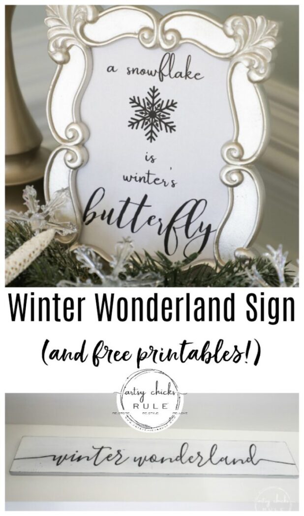 Make your home winter ready (and cozy and warm!) with this "winter wonderland" sign! SO simple to make, anyone can do this. No special equipment needed! artsychicksrule.com #freeprintable #winterdecor #winterprojects #wintersign #winterwonderlandsign #winterstyle