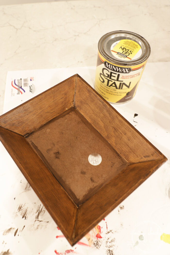 This $3 wood bowl makeover was simple to do with paint and tile (easier than you think!) artsychicksrule.com #woodbowlmakeover #tileprojects #tiledmakeovers