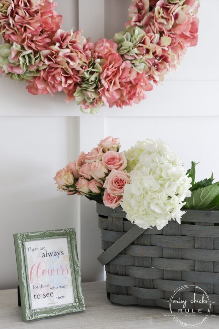 Water based stain is so simple to use. It's a no brainer for things like this old, orangey basket makeover for spring. artsychicksrule.com #waterbasedstain #basketmakeover #springbasket