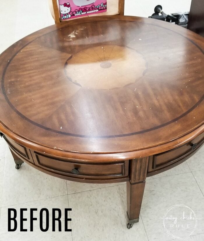 This gel stain cabinet makeover was a breeze to do!! Super easy (and quick) way to update that old orange-y wood! (or any old wood!) artsychicksrule.com #gelstain #gelstainmakeover #gelstainideas #furnituremakeover #stainedfurnitured #antiquefurniture