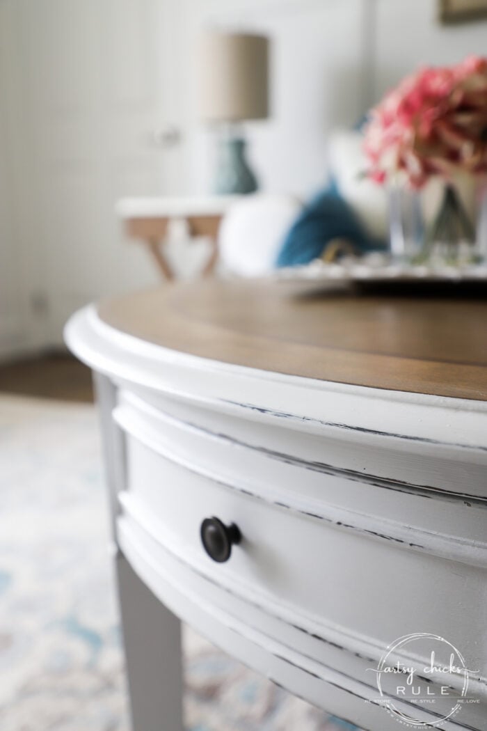 Coastal Style Coffee Table Makeover (with stain and paint!)