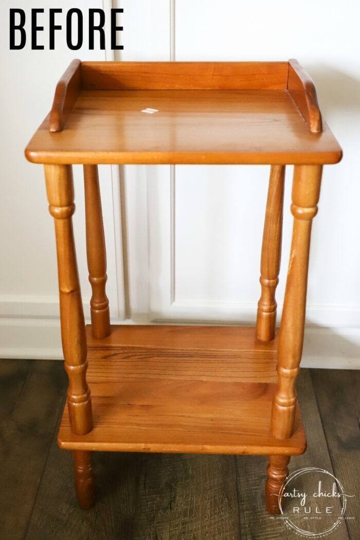 orange wood small two tiered table