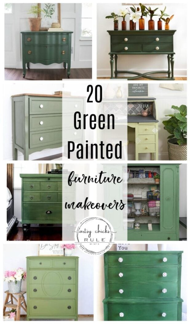 20 Green Painted Furniture Makeovers artsychicksrule.com #greenpaintedfurniture #greenfurniture #greenmakeovers