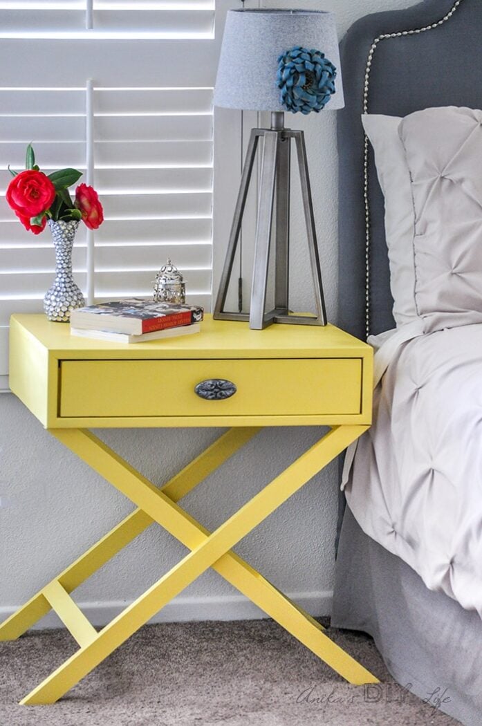 Add a little pop of color, and bring some spring inside, with yellow! Check out these yellow furniture makeovers for beautiful inspiration to get you started. artsychicksrule.com #yellowfurniture #yellowpaintedmakeovers #furnituremakeovers