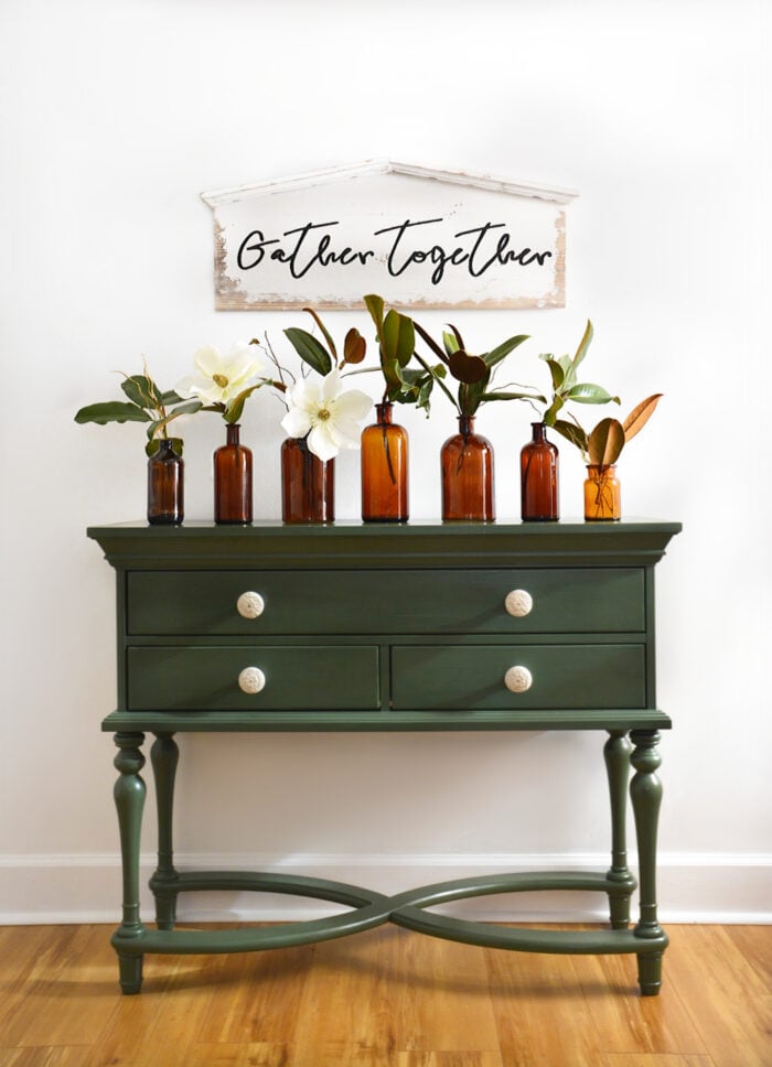 20 Green Painted Furniture Ideas, Dark Green Painted Dresser