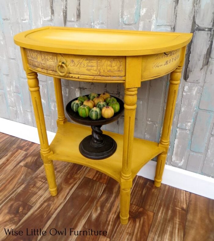 Add a little pop of color, and bring some spring inside, with yellow! Check out these yellow furniture makeovers for beautiful inspiration to get you started. artsychicksrule.com #yellowfurniture #yellowpaintedmakeovers #furnituremakeovers