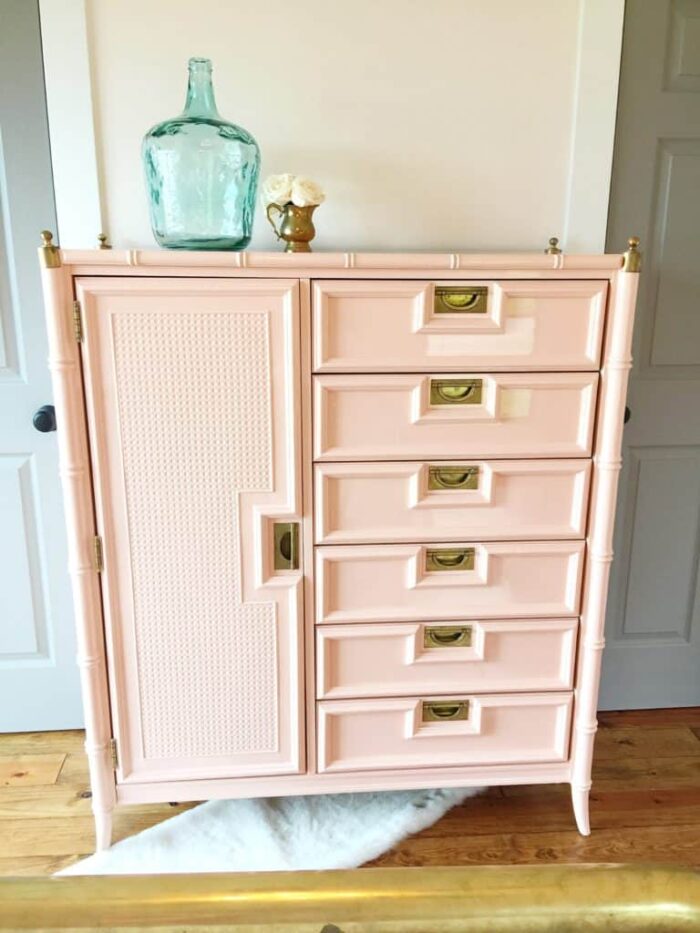 Pink furniture makeover ideas, from the brightest Fuschia to the palest pink for every style of decor! artsychicksrule.com #pinkfurnitureideas #pinkfurnituremakeovers #pinkpaintedfurniture