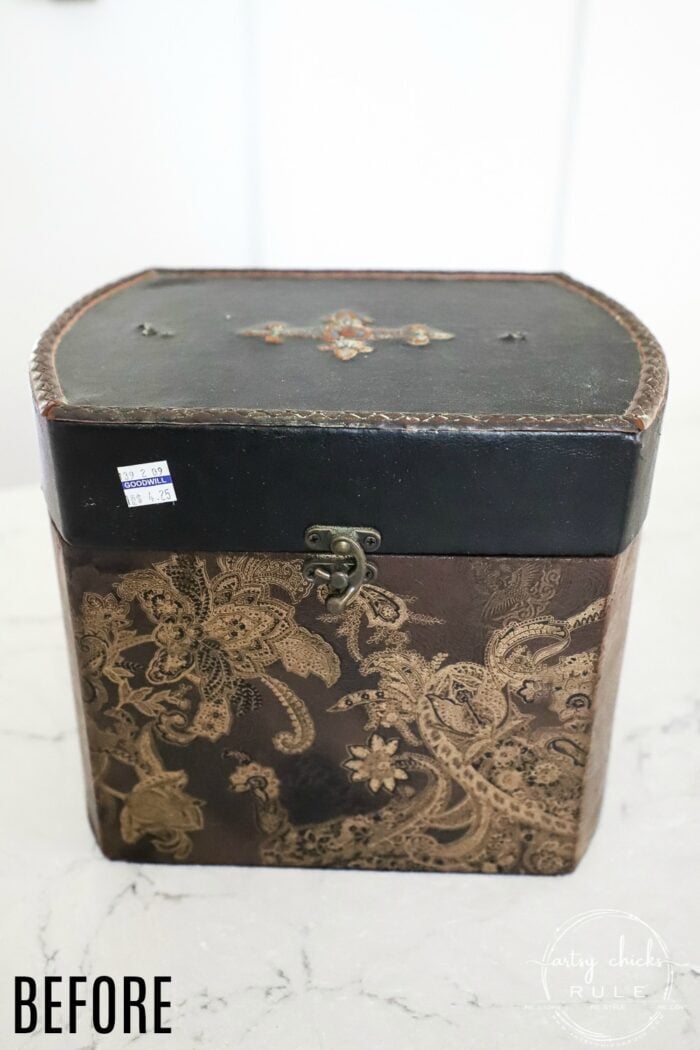 Decoupage with fabric....to create a Paris Box like this or just about anything! So many ways to use fabric as a decoupage. artsychicksrule.com #fabricdecoupage 