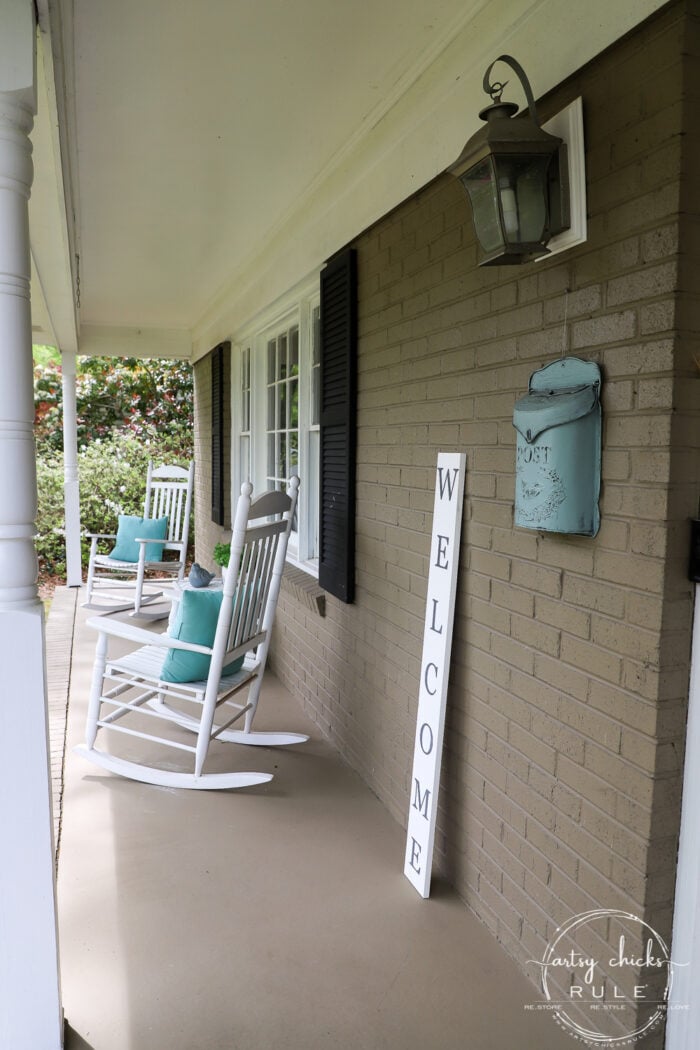 Create your very own "WELCOME porch sign" out of scrap wood and simple letters! Download the free letter printables here! artsychicksrule.com #freeprintable #welcomeporchsign #welcomesign #silhouetteprojects 