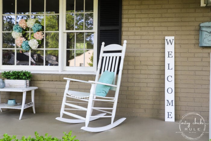 Create your very own "WELCOME porch sign" out of scrap wood and simple letters! Download the free letter printables here! artsychicksrule.com #freeprintable #welcomeporchsign #welcomesign #silhouetteprojects 