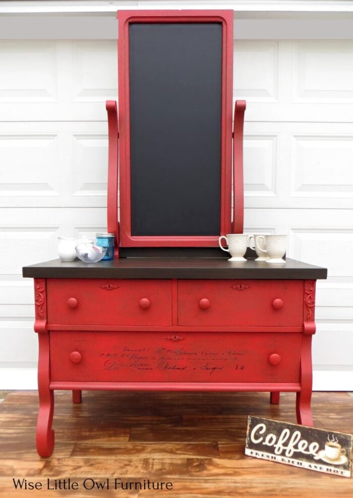 Red is a fun and vibrant color! Perfect for that pop of color or statement piece. Here are 13 inspiring red painted furniture ideas! #artsychicksrule.com #redpaintedfurniture #redfurnitureideas #redpaint