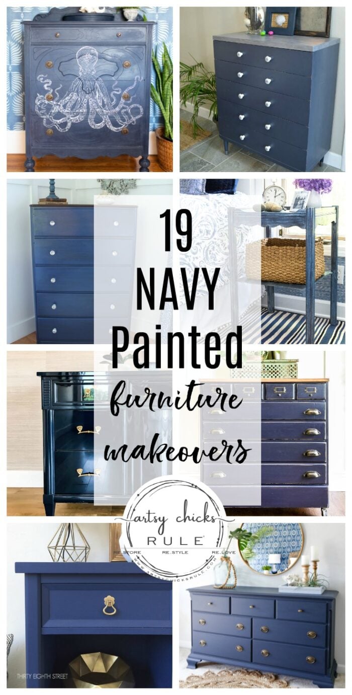 19 Navy Painted Furniture Makeovers, Navy Lacquer Dresser