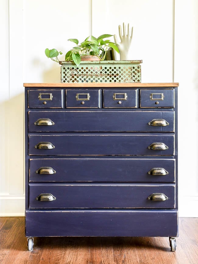 navy blue dresser tranformed