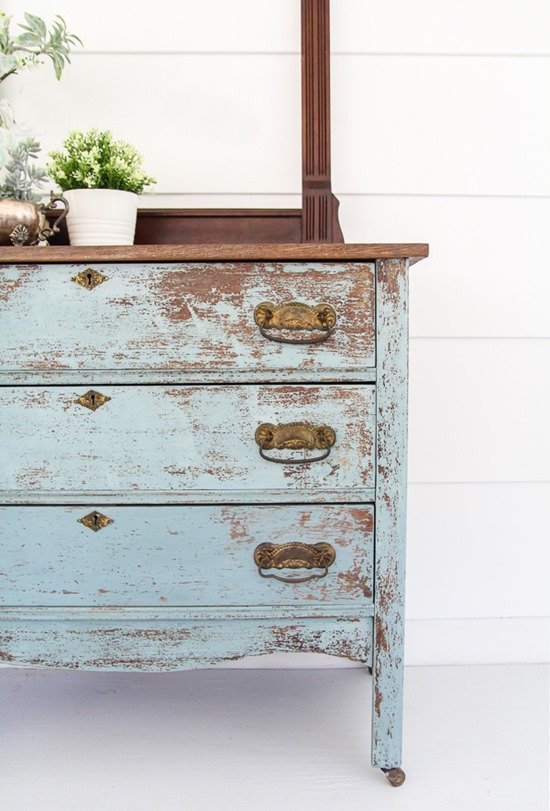 Rustic aqua dresser