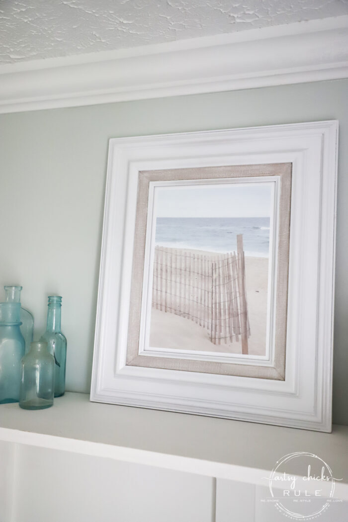 Thrifty decor, budget decorating at its best. Old thrift store prints (with beautiful frames) for cheap...turned awesome new wall art for your home. Simply! artsychicksrule.com #thriftstoremakeovers #oldprints #beachwallart