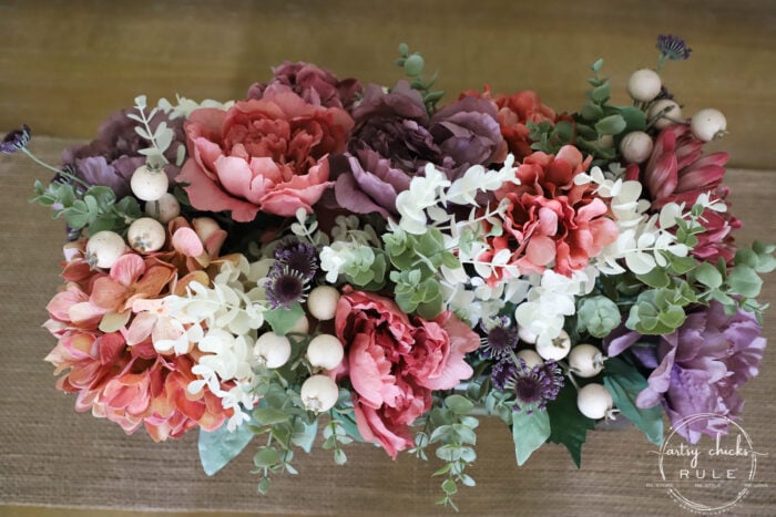 top view of fall floral centerpiece