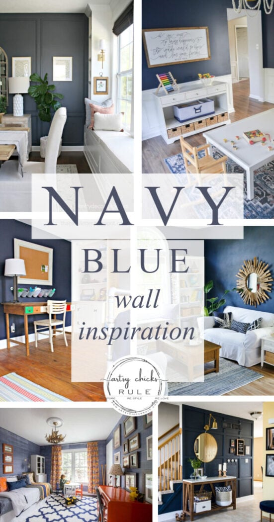 Navy Blue wall inspiration! Accent walls or whole rooms. artsychicksrule.com #navywalls