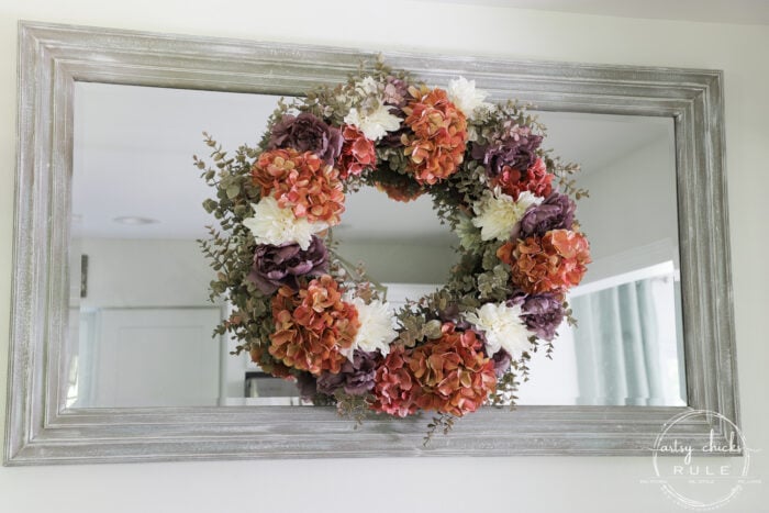 Rust, ivory & plum fall wreath. No need to stick to the traditional brown and orange...step out of the box a little with plum and ivory too. artsychicksrule.com #fallwreath #plumfallwreath