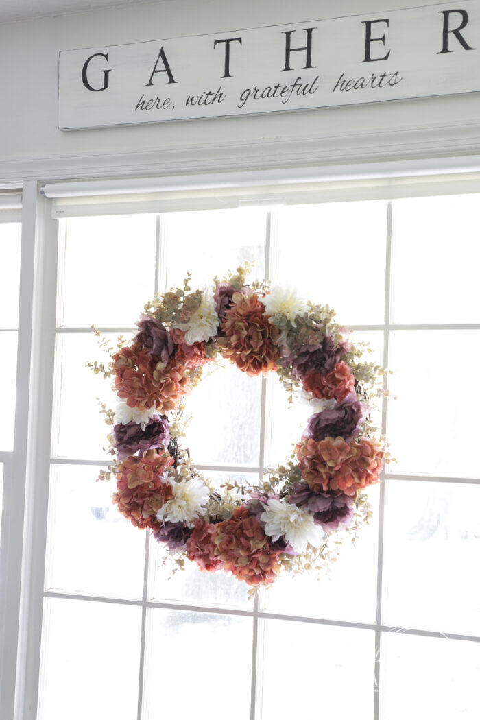 Rust, ivory & plum fall wreath. No need to stick to the traditional brown and orange...step out of the box a little with plum and ivory too. artsychicksrule.com #fallwreath #plumfallwreath