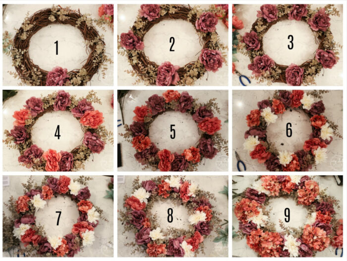 Rust, ivory & plum fall wreath. No need to stick to the traditional brown and orange...step out of the box a little with plum and ivory too. artsychicksrule.com #fallwreath #plumfallwreath