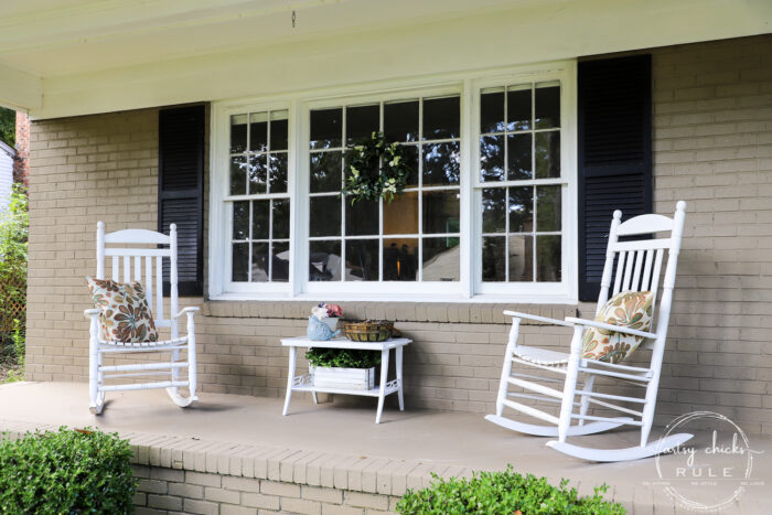 Fall front porch with plum, ivory and orange! Tradtional and a bit of non-traditional too! artsychicksrule.com #fallfrontporch #fallporch