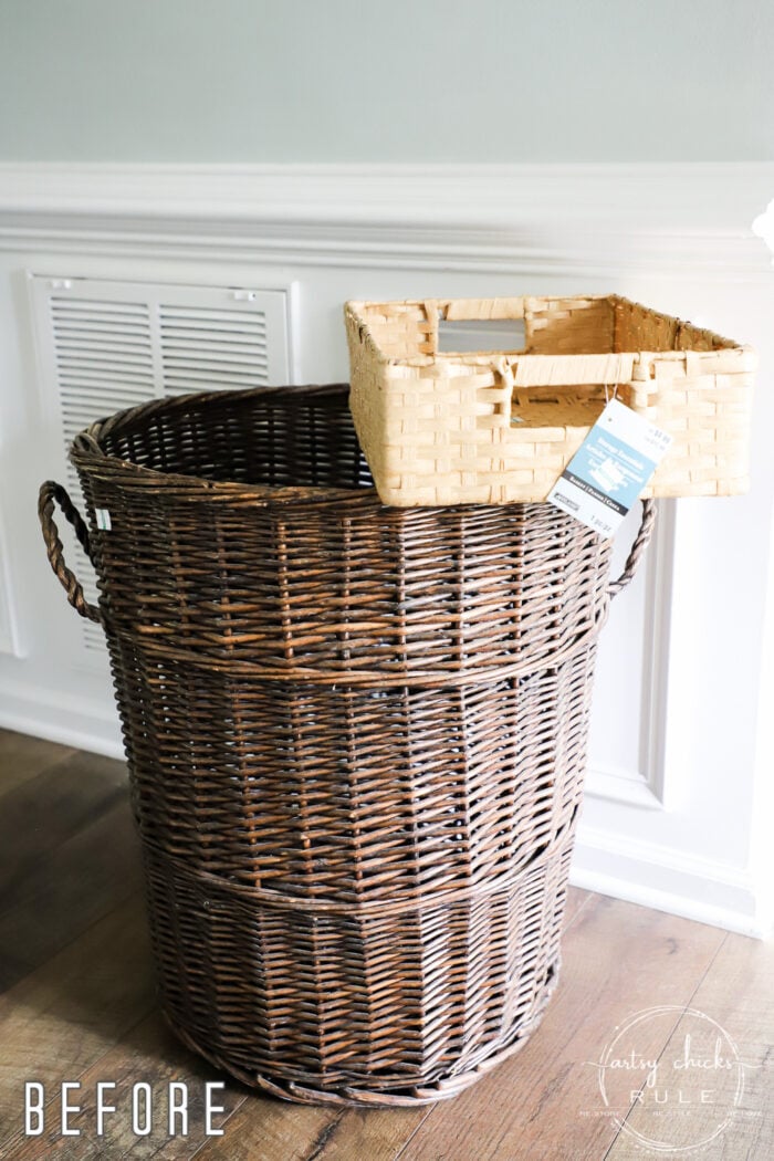 Staining baskets is a great way to give them a brand new look! Made simple with this type of stain! #artsychicksrule.com #gelstain #stainingbaskets