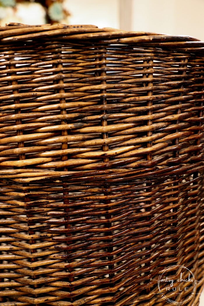 Staining baskets is a great way to give them a brand new look! Made simple with this type of stain! #artsychicksrule.com #gelstain #stainingbaskets