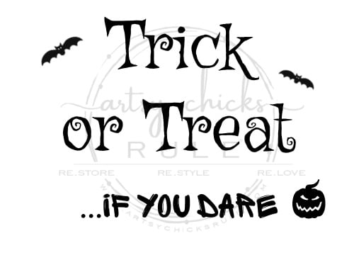 Make this trick or treat sign with my free printable...if you dare! (I couldn't resist) OR just print it out and frame it for your Halloween decor. artsychicksrule.com